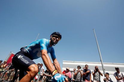 Alejandro Valverde, en un moment de l’etapa d’ahir.