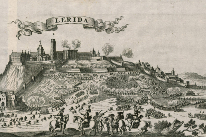 Gravat de Gabriel Bodenehr del 1720 sobre el setge de les tropes borbòniques a Lleida el 1707.