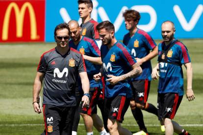 Julen Lopetegui, durant la sessió d’entrenament de la selecció espanyola a Krasnodar.