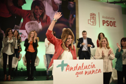 La presidenta andalusa, Susana Díaz, en un acte de precampanya dels comicis regionals.