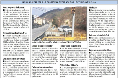 Foment preveu refer l'N-230 de Sopeira al túnel de Vielha amb nous ponts i galeries