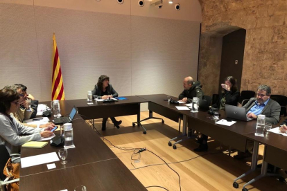 Un moment de la reunió de la Comissió Interdepartamental celebrada ahir a Barcelona.