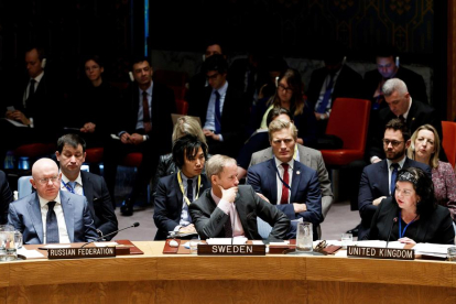 Imatge de la reunió mantinguda ahir pel Consell de Seguretat de l’ONU, a Nova York.