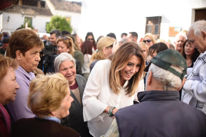 La presidenta andalusa, Susana Díaz, ahir en un acte de campanya.