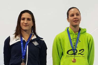 Els tres nadadors del CN Cervera que ahir van aconseguir medalla a la tercera jornada del Català.