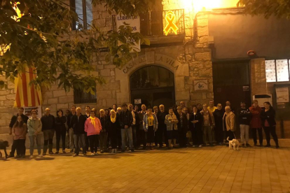 Concentración coincidiendo con el primer aniversario del encarcelamiento de los Jordis, ayer, en Barcelona.