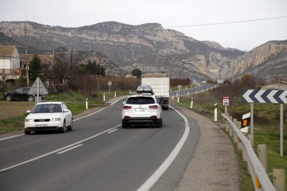Imatge de l’N-230 a Alfarràs, una de les carreteres més perilloses d’Espanya.