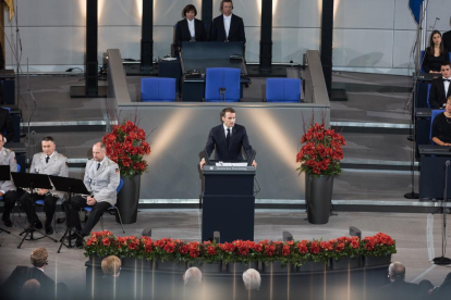 El president francès, ahir al Parlament alemany.