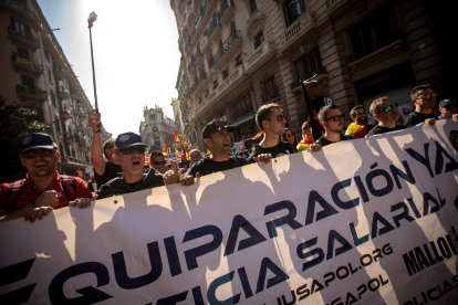 La manifestación convocada por Jusapol en Barcelona.