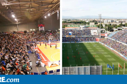 El Camp d'Esports y el pabellón Barris Nord, dos instalaciones municipales que representan el Lleida Esportiu y el Actel Força Lleida.
