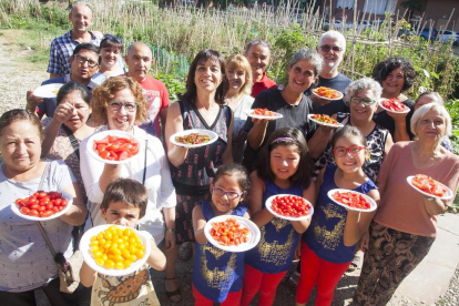 Participants en el tast de tomates a Tàrrega.