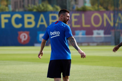 Messi, durante un entrenamiento, ha visto archivada la denuncia contra él.