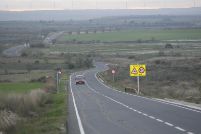 Imatge de la carretera d’Artesa de Lleida a Aspa.
