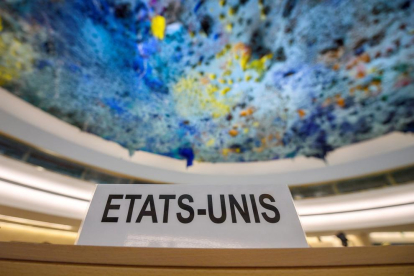 La cadira nord-americana, buida, ahir, al Consell de Drets Humans de l’ONU.