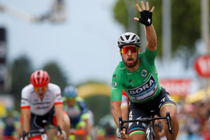 Peter Sagan celebra un nou triomf al Tour de França.