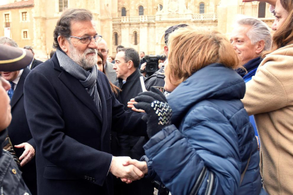 El president del Govern, Mariano Rajoy, durant la seua visita a Lleó.