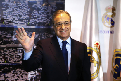 Florentino Pérez ahir durant l’acte de la reelecció.