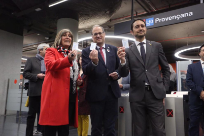 Quim Torra en la inauguración de línea L10 de metro, en Barcelona.