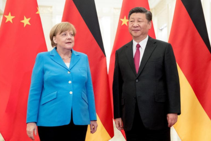 Encuentro entre el presidente de China, Xi Jinping, y la canciller alemana, Angela Merkel.