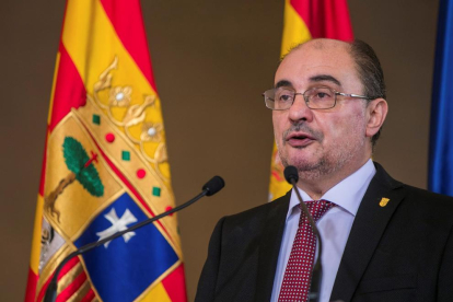 El presidente aragonés, Javier Lambán, ayer, en Zaragoza.