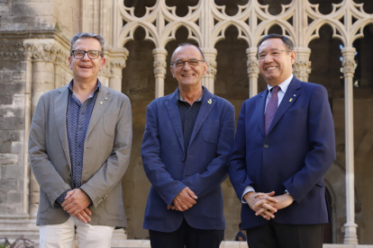 El presidente de la Diputación, el alcalde de Lleida y el delegado de la Generalitat, ayer en la Seu Vella.