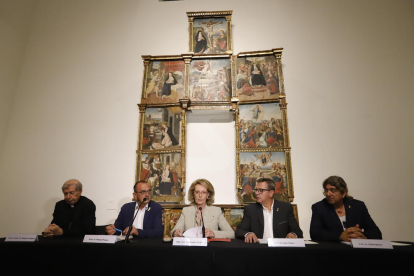 La rueda de prensa posterior a la reunión del Consorcio del Museo de Lleida.