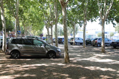 L’àrea per a gossos del passeig central de Xavier Puig Andreu, ahir ple de cotxes aparcats.