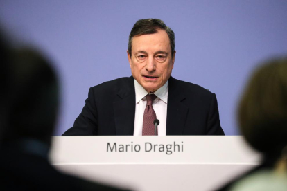 El president del BCE, Mario Draghi, ahir a Frankfurt.