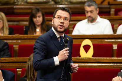 El vicepresident de la Generalitat, Pere Aragonès, en una sesión del Parlament.