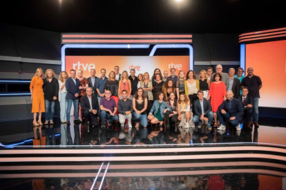 Foto de família dels responsables de RTVE Catalunya, que ahir van presentar les novetats.