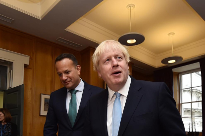 Boris Johnson, ahir durant la visita a Irlanda.
