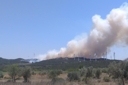 Imatge de l'incendi al Perelló, que ja ha cremat 60 hectàrees de superfície forestal