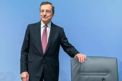 El president del Banc Central Europeu, Mario Draghi, ahir, a Frankfurt.