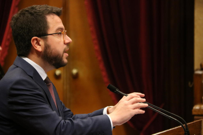 Pere Aragonès, en su intervención en el pleno del Parlament del 25 de julio pasado.