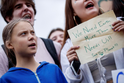 Greta Thunberg, en la manifestación en Washington.