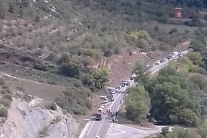 Lloc de l’atropellament ahir a la tarda a Cervera.