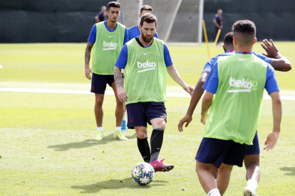 Messi, ayer durante el entrenamiento.