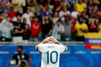 Messi, en un momento del Argentina-Colombia, en la Copa América que se disputa en Brasil.