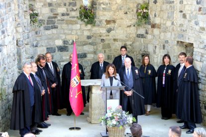 La intervención de la consellera de Presidencia durante la Hèsta d’Aran celebrada ayer.