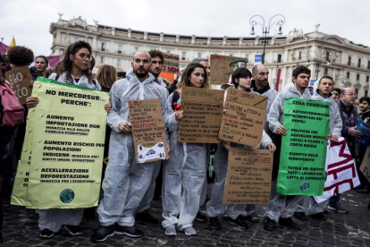 Manifestantes en Italia el pasado viernes en el ‘Fridays For Future’ en defensa del medio ambiente.