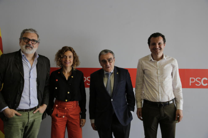 Larrosa, Batet, Ros i Ordeig, ahir a la seu del PSC a Lleida.