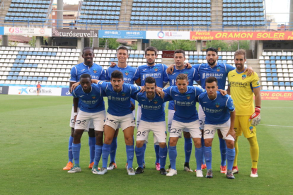 El once inicial que alineó el Lleida, todavía sin confeccionar, el pasado sábado ante el Huesca.