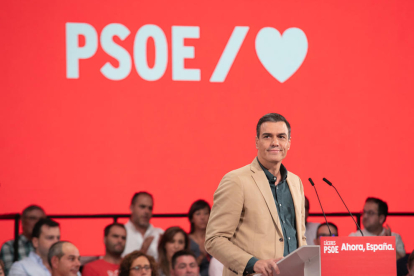 El president del Govern central en funcions, Pedro Sánchez, ahir, en un acte de partit.
