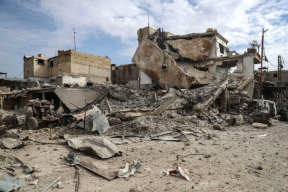 Imatge al Ghouta Oriental dimarts, després dels bombardejos.