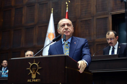El presidente de Turquía, Recep Tayyip Erdogan, ayer en su discurso en el Parlamento en Ankara.