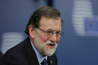 El presidente del Gobierno central, Mariano Rajoy, a su llegada a la cumbre de líderes de la UE. 