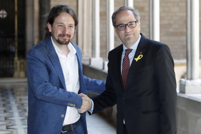 Torra e Iglesias se han reunido en el Palau de la Generalitat durante cerca de una hora.