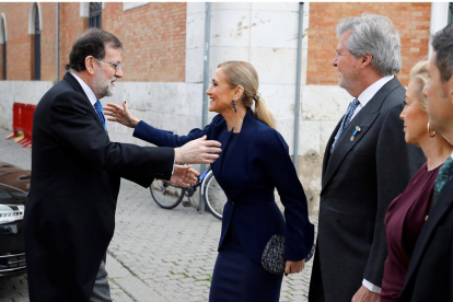 Rajoy y Cifuentes coincidieron ayer en el Premio Cervantes.