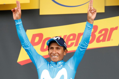 Nairo Quintana celebró su primera victoria en esta edición del Tour de Francia.