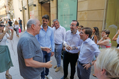 El alcalde de Madrid, Martínez-Almeida, de visita a Lleida, con Xavi Palau y Dante Pérez